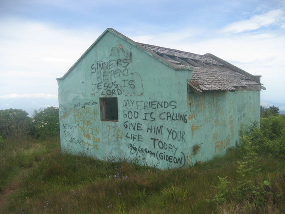 The dilapidated structure that greets you at the peak