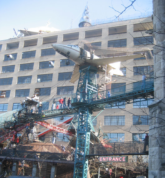 The City Museum of St. Louis, the view from the parking lot- yes, that's an old airplane up there