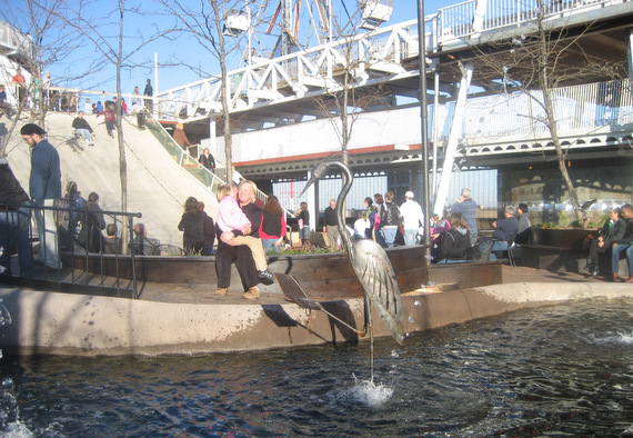 The roof features mini pond and sliding ramp