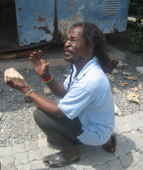 Stone Man explaining the mysteries of the stones