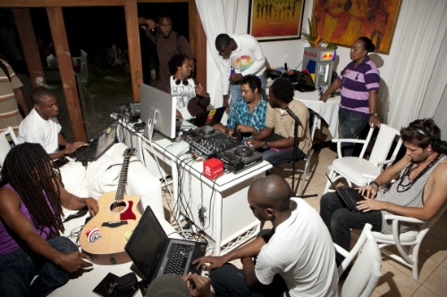Bass Camp participants collaborating