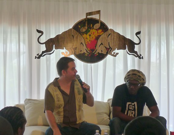 Christopher Edmonds talking with producer Sawandi Simon