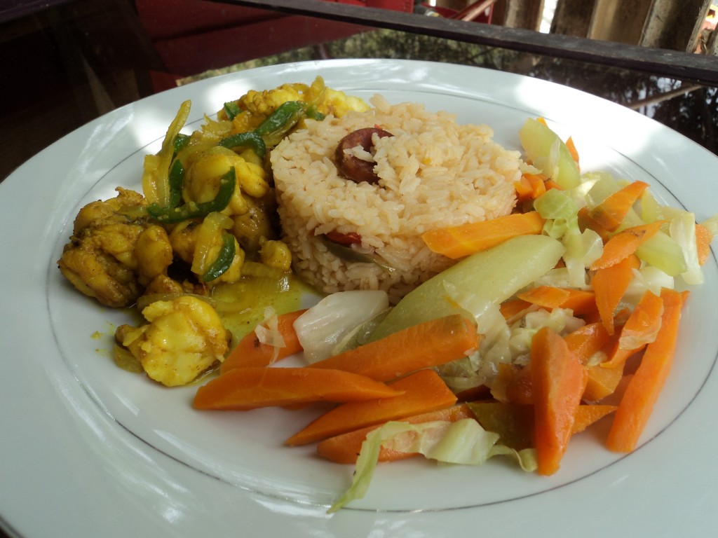Curried Lobster served with Chorizo Rice & Steamed Veg @ EITS Cafe