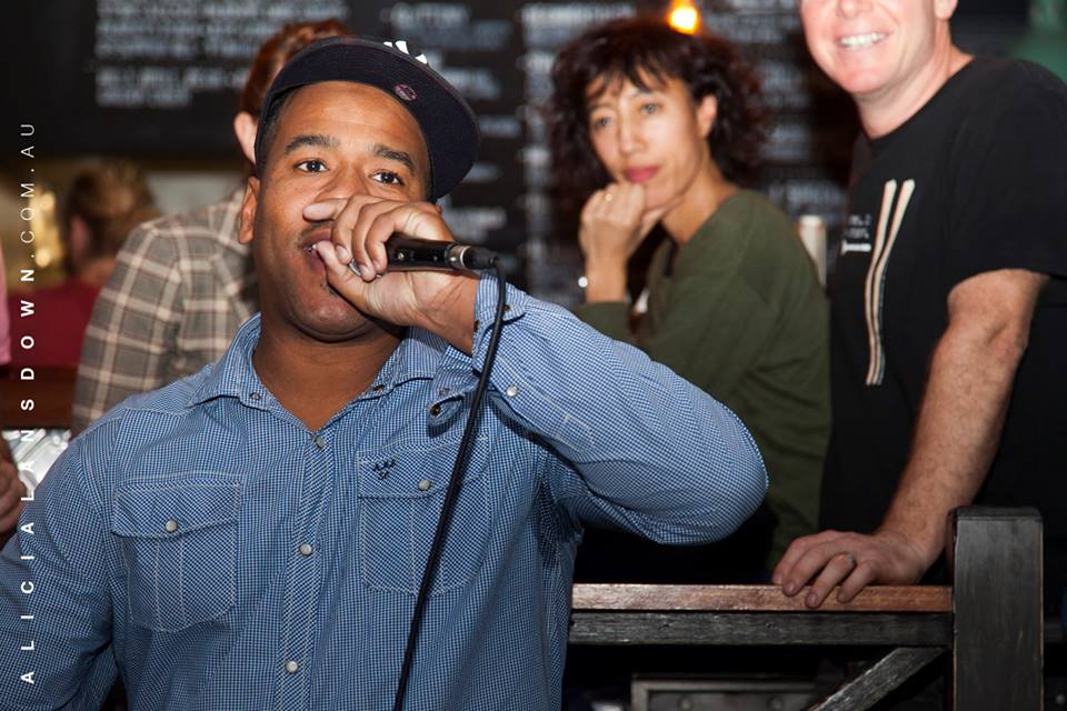 DJ Justice at opening night of Dancing Words(photograph by Alicia Landsdown)